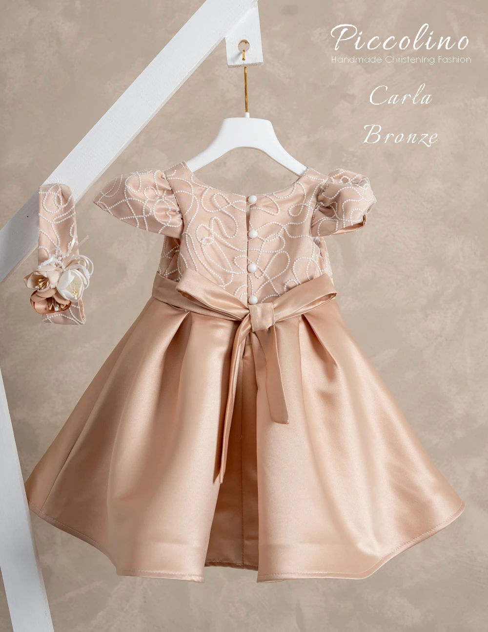 Βαπτιστικό φόρεμα Piccolino Carla Bronze - Image 2