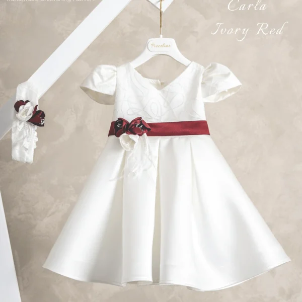 Βαπτιστικό φόρεμα Piccolino Carla Ivory-Red