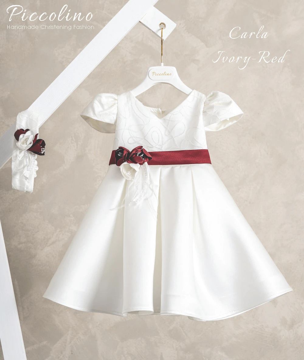Βαπτιστικό φόρεμα Piccolino Carla Ivory-Red