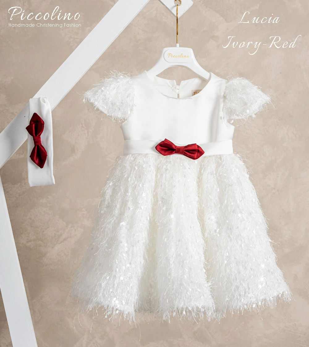 Βαπτιστικό φόρεμα Piccolino Lucia Ivory-Red.