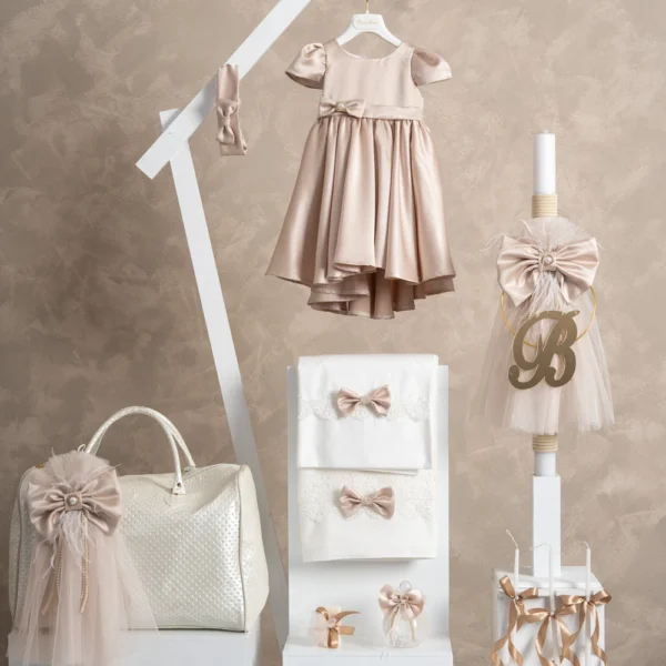 Πακέτο βάπτισης για κορίτσι Piccolino PKT-ANTONELLA-GOLD-TSANTA