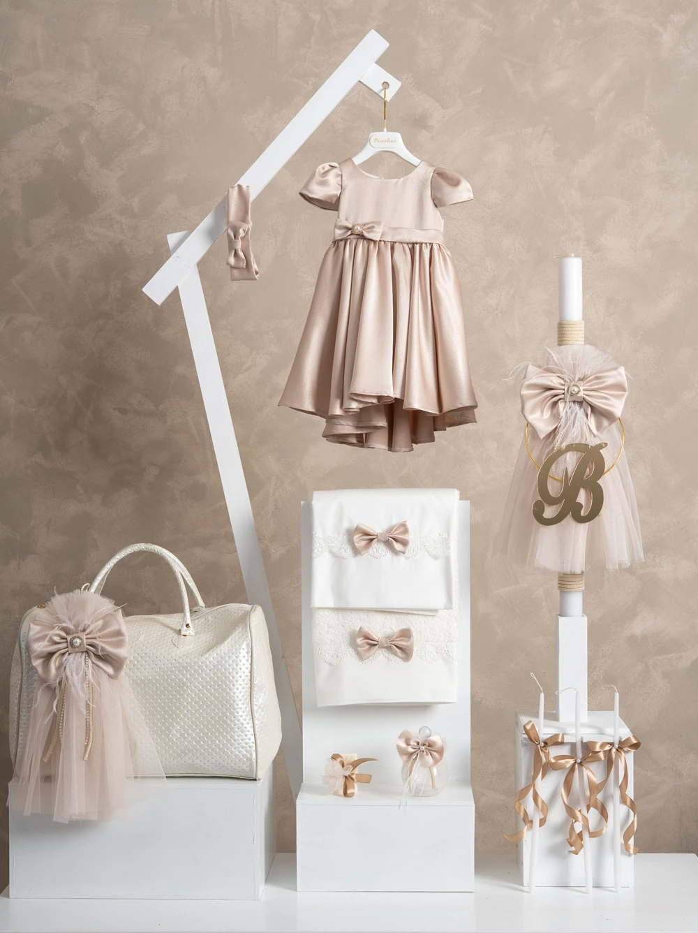 Πακέτο βάπτισης για κορίτσι Piccolino PKT-ANTONELLA-GOLD-TSANTA