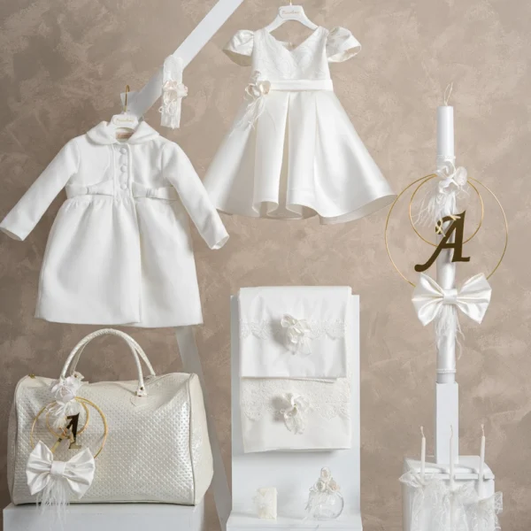Πακέτο βάπτισης για κορίτσι Piccolino PKT-CARLA-IVORY-COAT-TSANTA