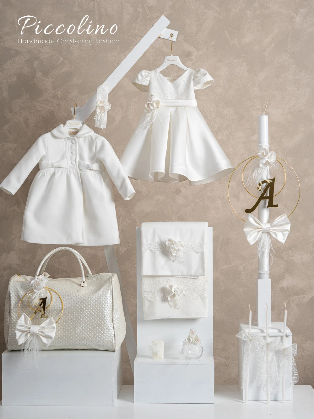 Πακέτο βάπτισης για κορίτσι Piccolino PKT-CARLA-IVORY-COAT-TSANTA
