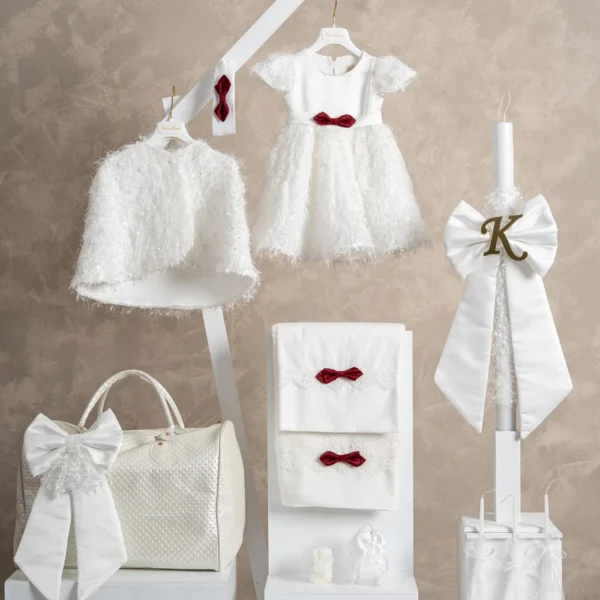 Πακέτο βάπτισης για κορίτσι Piccolino PKT-LUCIA-IVORY-RED-K26-TSANTA