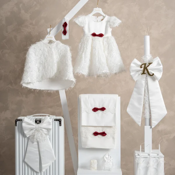 Πακέτο βάπτισης για κορίτσι Piccolino PKT-LUCIA-IVORY-RED-K26-VALITSA