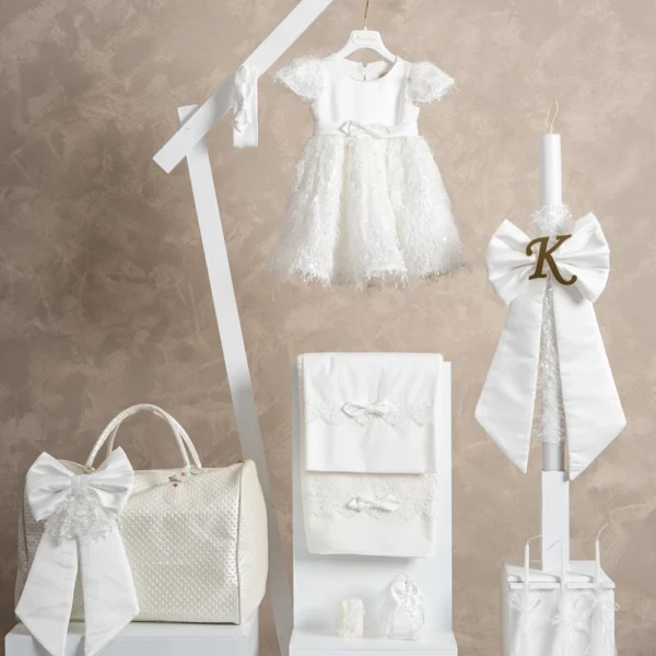 Πακέτο βάπτισης για κορίτσι Piccolino PKT-LUCIA-IVORY-TSANTA