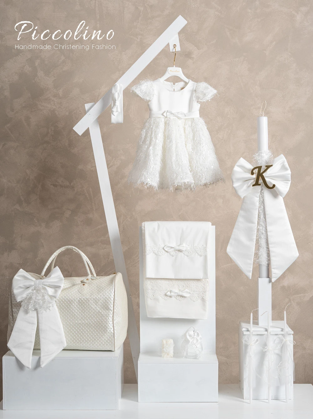 Πακέτο βάπτισης για κορίτσι Piccolino PKT-LUCIA-IVORY-TSANTA