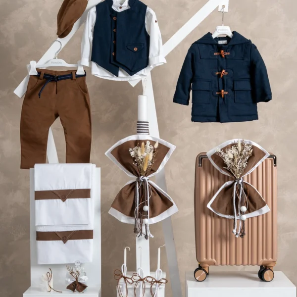 Χειμερινό πακέτο βάπτισης για αγόρι Piccolino PKT-MARTINO-BROWN-VALITSA-BRONZE